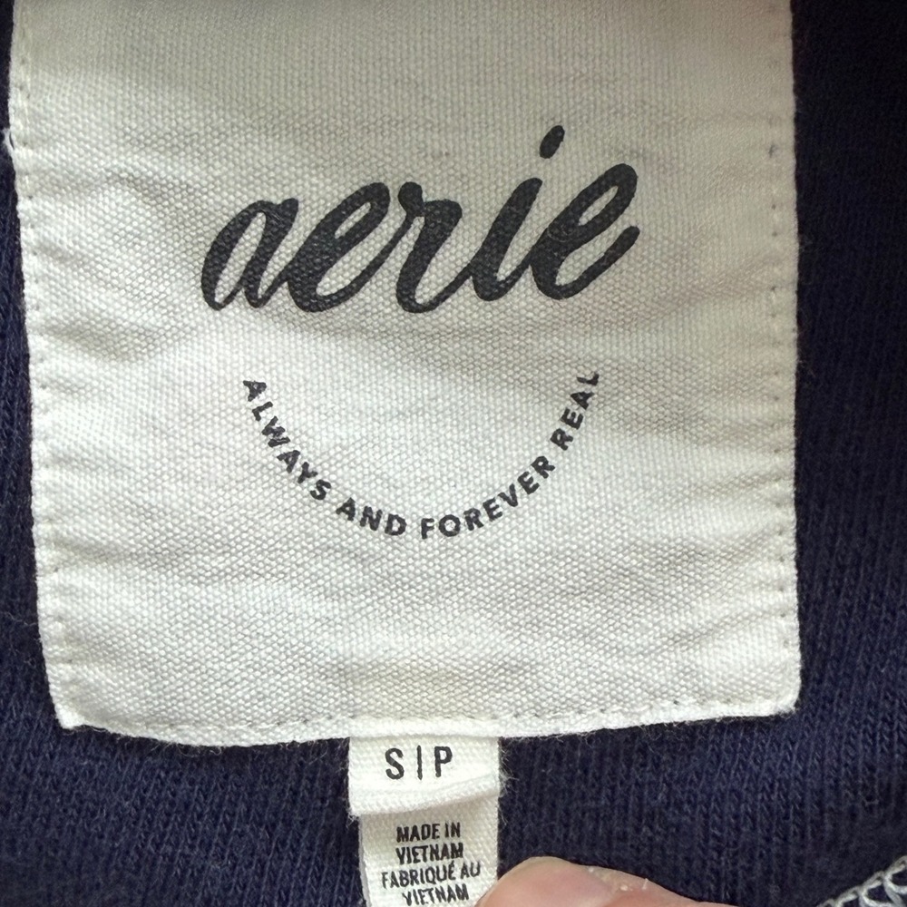 Aerie Striped Rugby Sweatshirt Womens S Navy Nautical  Oversized Prep Rally - Picture 6 of 16